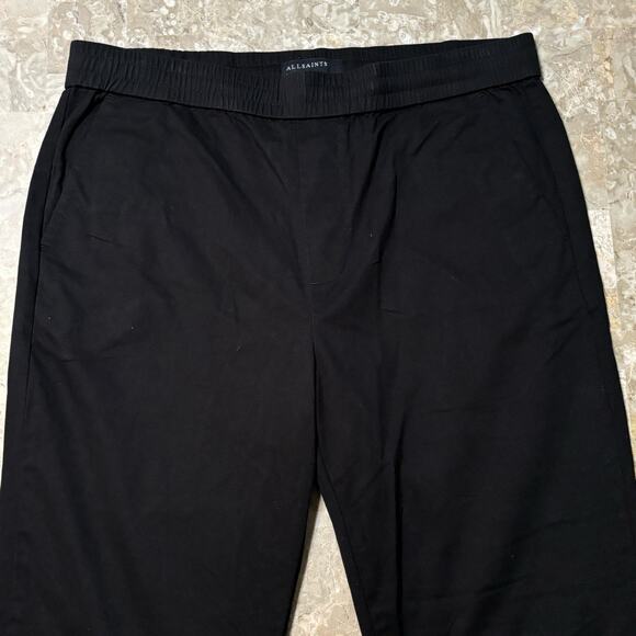 All Saints Pants Mens 32 Black Dix Trouser Drawstring Elastic Waist Cuffed - Picture 1 of 12